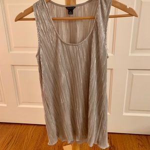 ann taylor silver pleated tank top